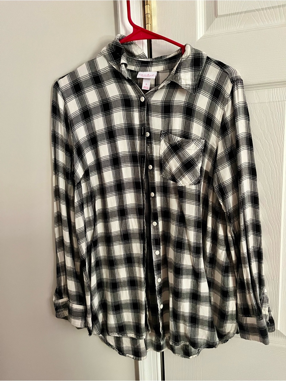 Isabel Maternity by Ingrid & Isabel Black and White Plaid Button-Down Shirt